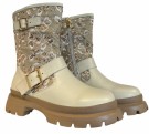 Creme skinn boots med glitter thumbnail