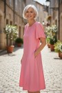 Corallrosa rundhalset viskosekjole thumbnail
