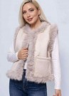 Creme kort fuskepels vest thumbnail
