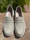 Creme florlett skinn mokkasin thumbnail