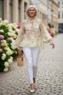 Gul chiffon bluse m blomster thumbnail
