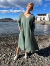 Lang v-halset kjole, grønn thumbnail