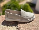 Creme florlett skinn mokkasin thumbnail