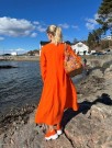 Lang v-halset kjole, orange thumbnail