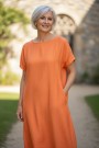 Orange rundhalset viskosekjole thumbnail