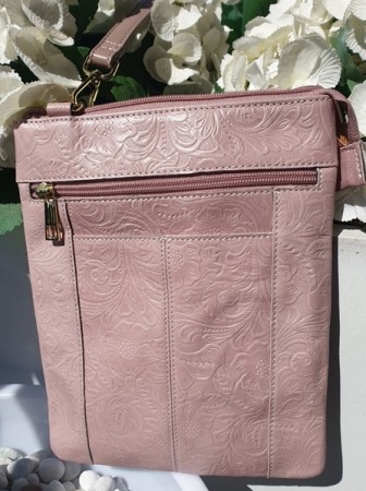 Gammelrosa preget skinnveske