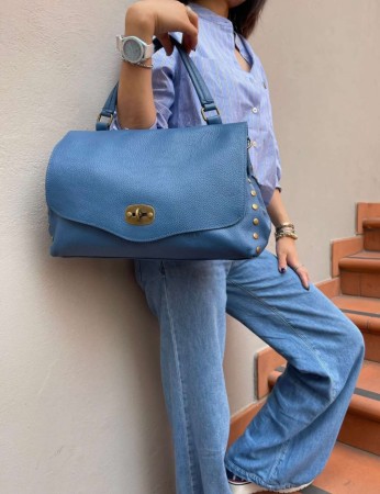 JEANS stor skinnveske m nagler