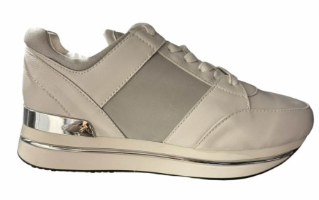 Hvit skinn sneakers m sølv