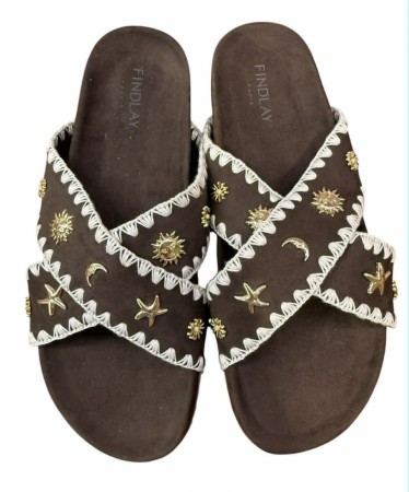 Brun sandal m sjøpynt