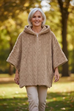 Camel ponchojakke