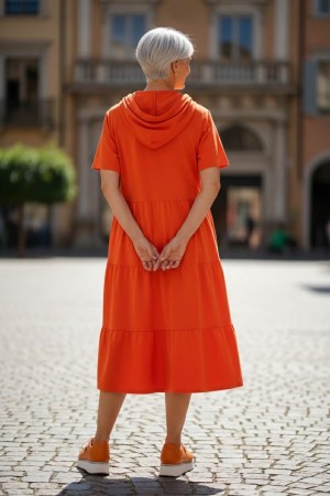 Orange hettekjole i lin og bomull