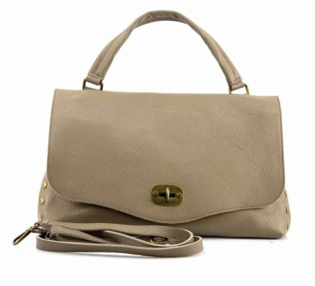 TAUPE stor skinnveske m nagler