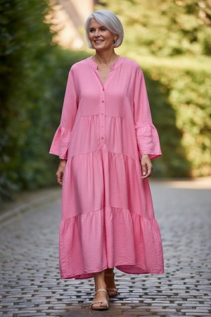 Rosa lang viskosekjole