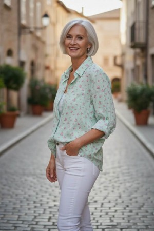 Mint småblomstret bluse