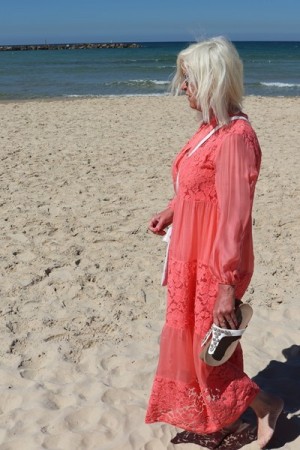 Coral sommerkjole i silke