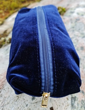Marine fløyles sminkepung, smal