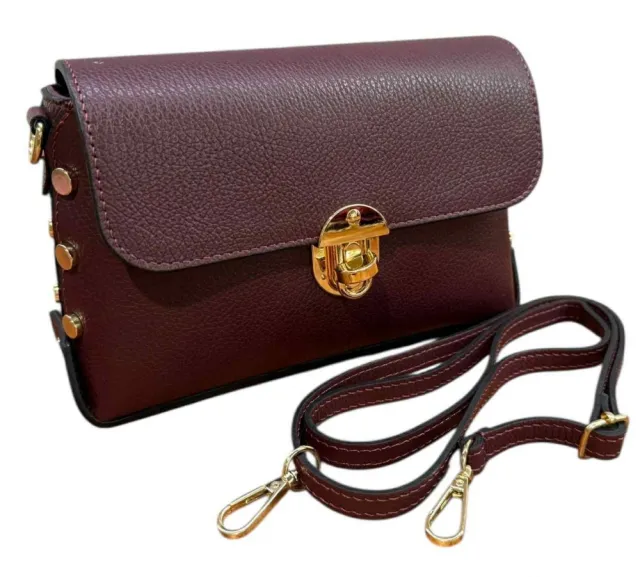 Burgunder skinnveske m nager