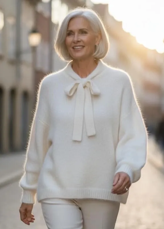 Creme kidmohair genser