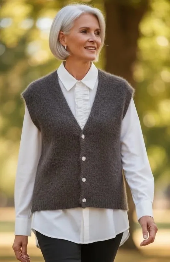 Brun kidmohair vest