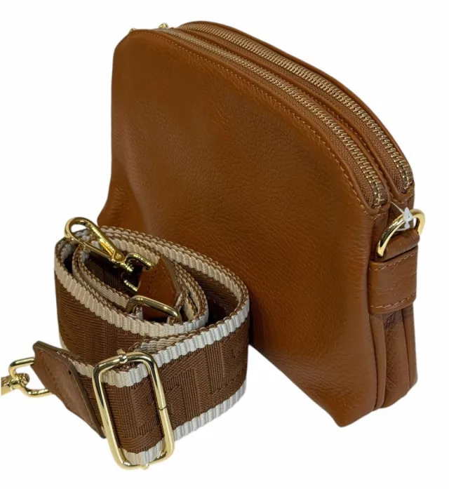 Cognac 3roms skinnveske