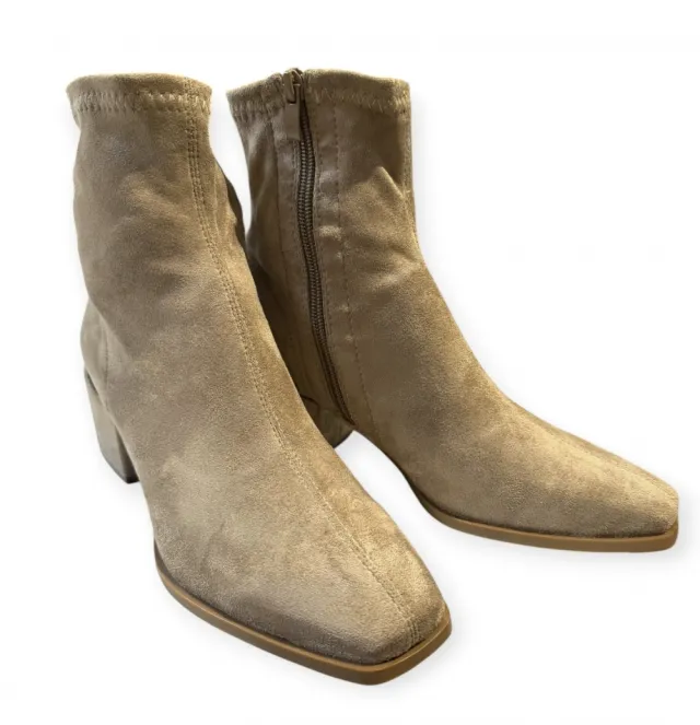 Khaki lave skoletter i stretch stoff