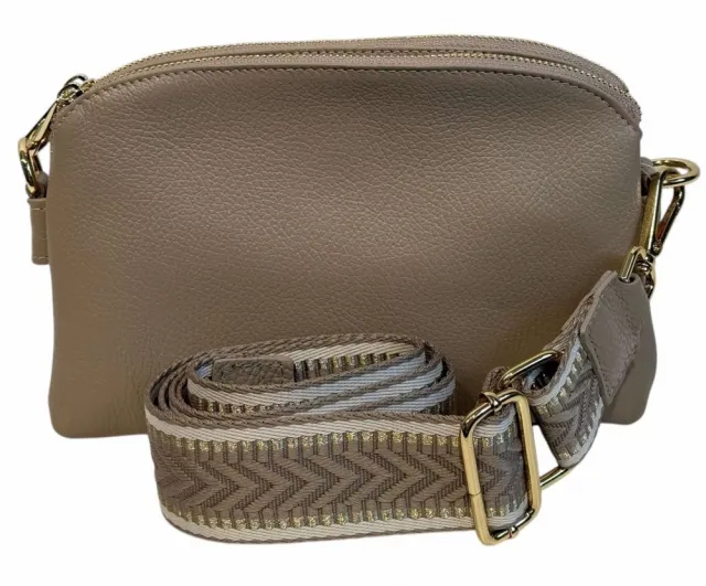Beige 3roms skinnveske